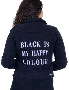 Chamarra De Mezclilla Mujer Negro Indicum Black Is My Happy Colour Slim Fit