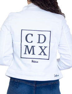 Chamarra Mezclilla Mujer Slim Fit Blanco Indicum CDMX