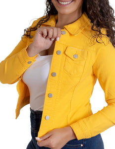 Chamarra De Mezclilla Mujer Amarillo Indicum Amarello Slim Fit