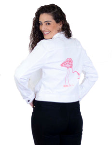 Chamarra Mezclilla Mujer Slim Fit Blanco Indicum Flamingo
